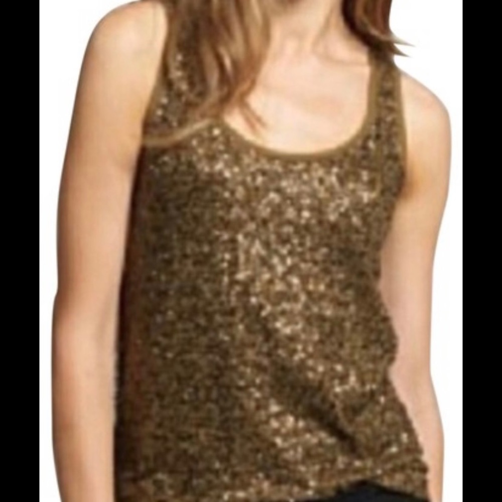 J CREW Brown Sequined Tank Top Small
